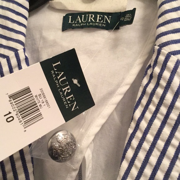 Lauren Ralph Lauren Seersucker Striped Jacket Blazer NWT - Picture 2 of 8
